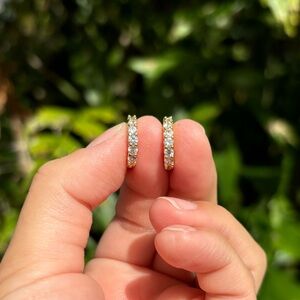 18K Gold Plated Stainless Steel Diamond Hoop Earrings